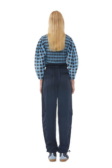 Checkered Cotton Silk Blouse | Alaskan Blue
