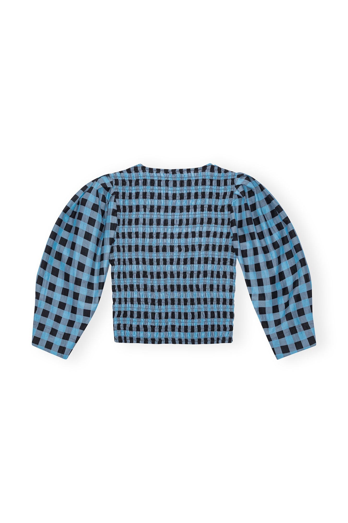 Checkered Cotton Silk Blouse | Alaskan Blue