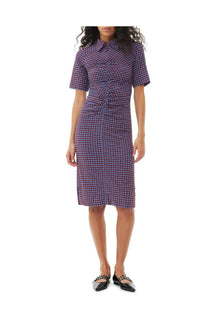 Checkered Stretch Seersucker Fitted Dress | Racing Red