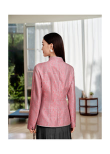 Chinese-style Mid-Waist Long Jacket | Pink