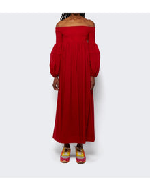 Chloé | Women | Off-shoulder Wool Dress | Red Crush