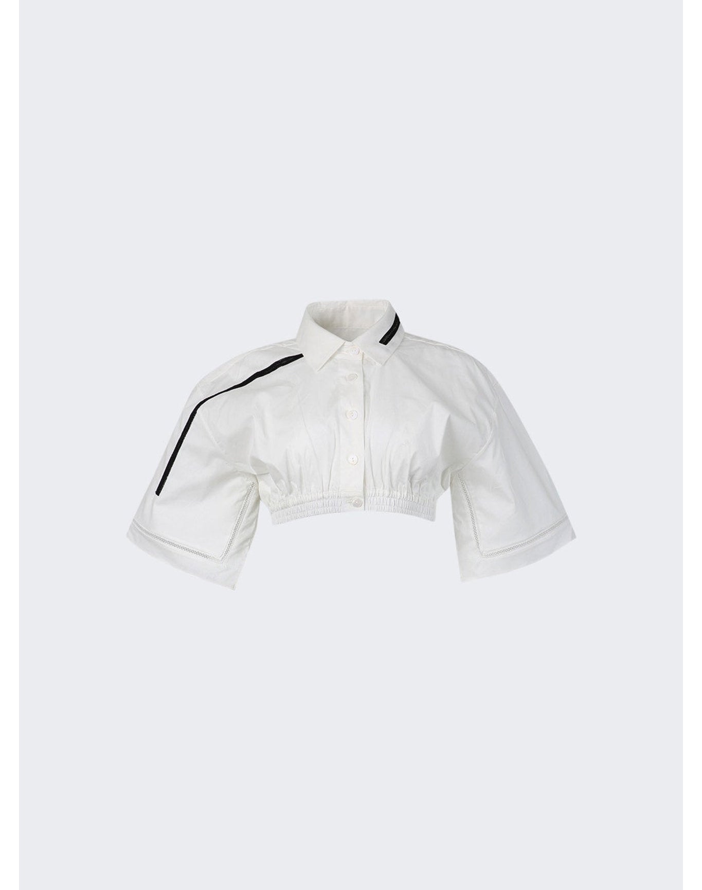 Christopher Esber | Women | Cropped Lace Short Sleeve Shirt | White