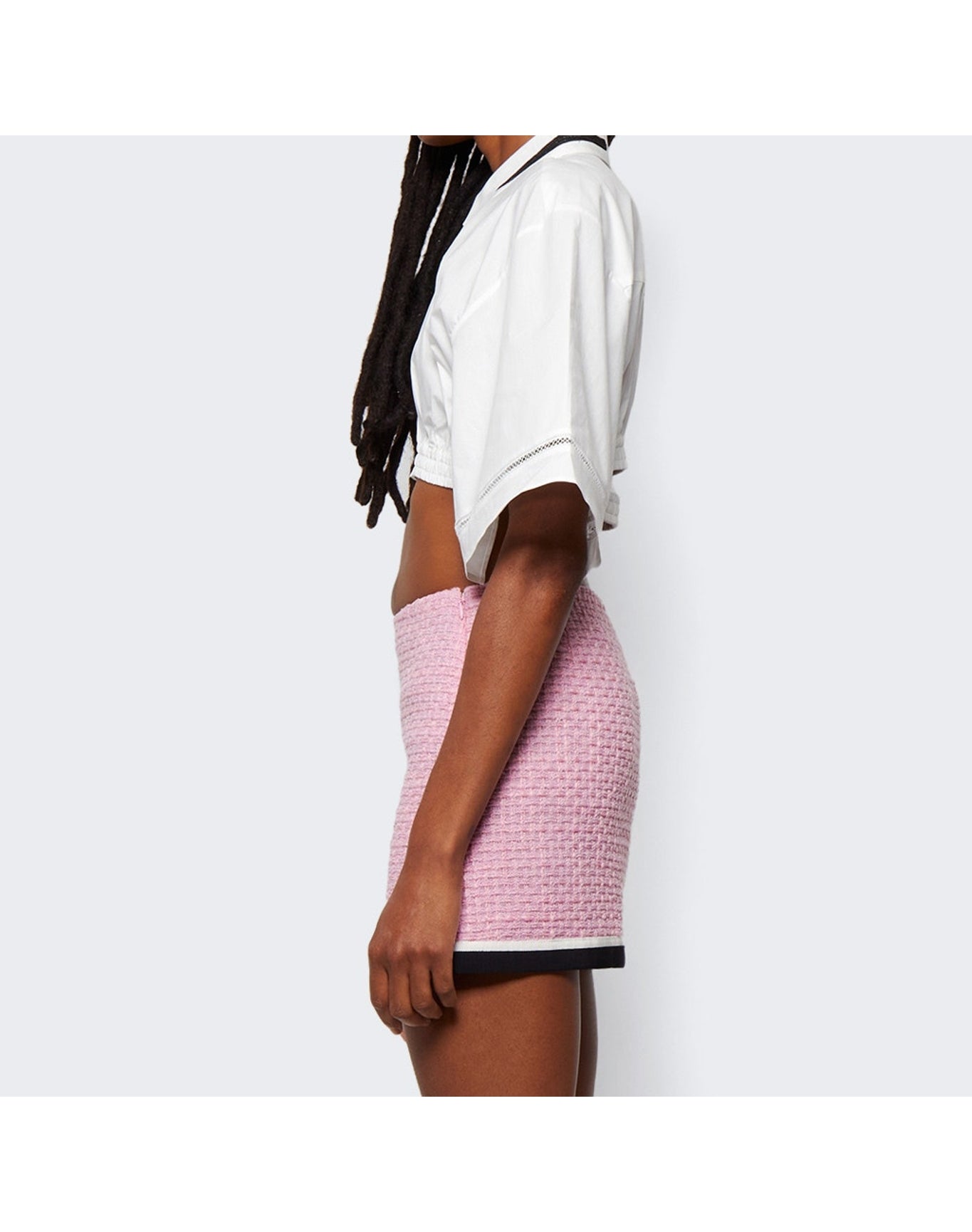 Christopher Esber | Women | Cropped Lace Short Sleeve Shirt | White