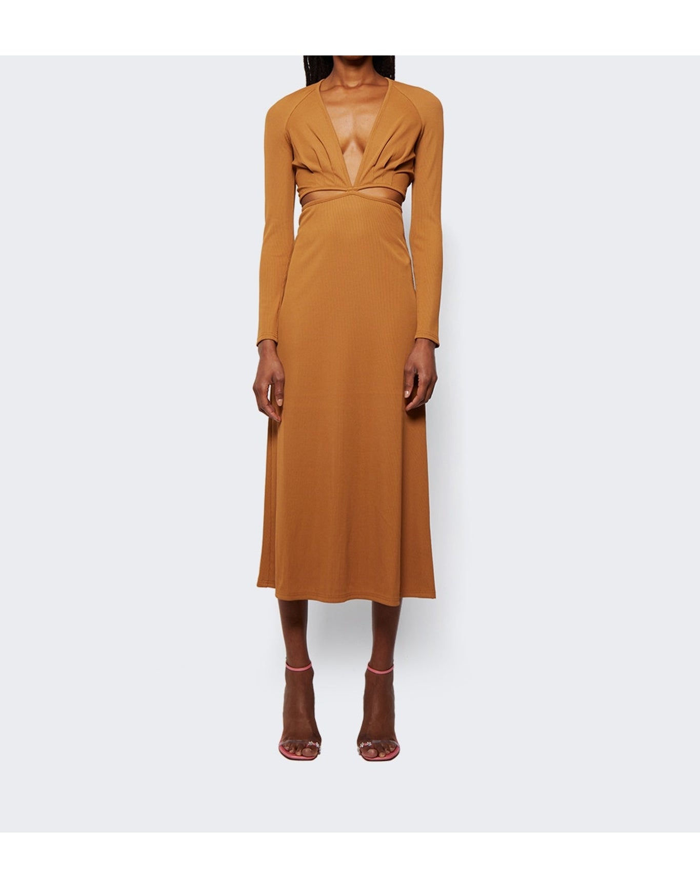 Christopher Esber | Women | Open Tie Back Long Sleeve Dress | Tan