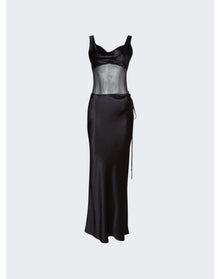 Christopher Esber | Women | Sheer Torso Cowl Tank Dress | Charcoal Grey