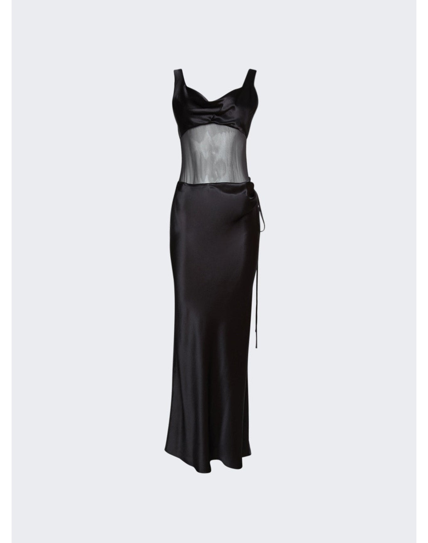 Christopher Esber | Women | Sheer Torso Cowl Tank Dress | Charcoal Grey