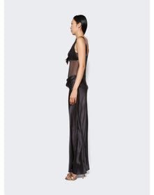 Christopher Esber | Women | Sheer Torso Cowl Tank Dress | Charcoal Grey