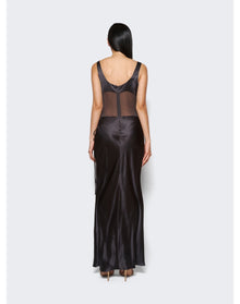 Christopher Esber | Women | Sheer Torso Cowl Tank Dress | Charcoal Grey