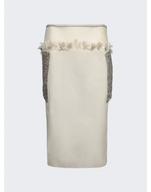 Christopher Esber | Women | Shredded Drop Waist Crystal Crochet Skirt | Tan