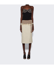 Christopher Esber | Women | Shredded Drop Waist Crystal Crochet Skirt | Tan