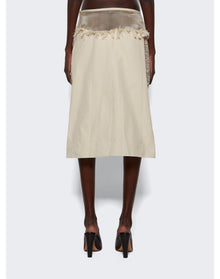 Christopher Esber | Women | Shredded Drop Waist Crystal Crochet Skirt | Tan