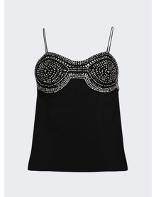 Christopher Esber | Women | Tailored Crystal Crochet Top | Black