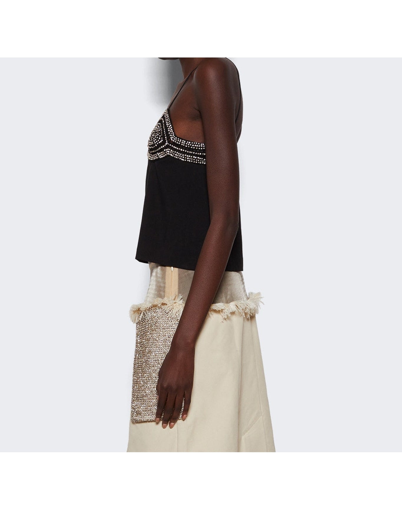 Christopher Esber | Women | Tailored Crystal Crochet Top | Black