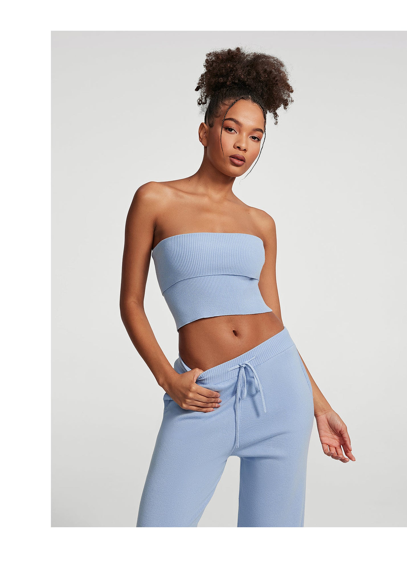 Chunky Knit Crop Top | Sky Blue