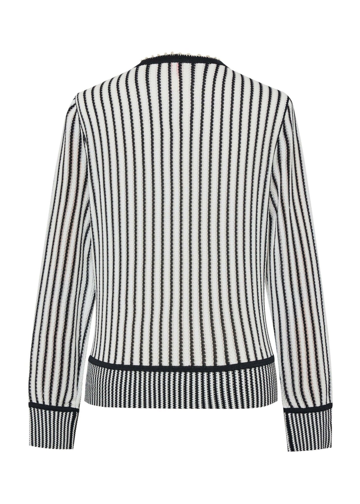 Classic Straight-Cut Mulberry Silk Knit Cardigan | White/Black