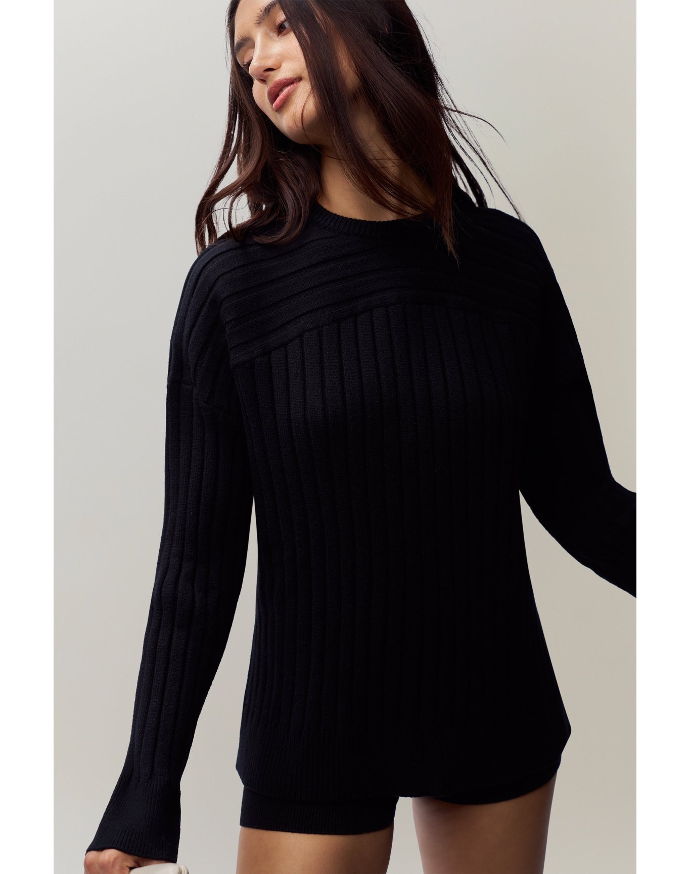 Cleon Rib Knit Pullover | Black