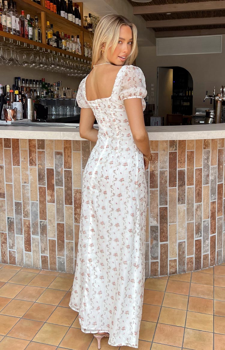 Clydie Floral Cap Sleeve Midi Dress | White
