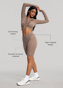 High-Waisted Performance Biker Shorts | Cocoa