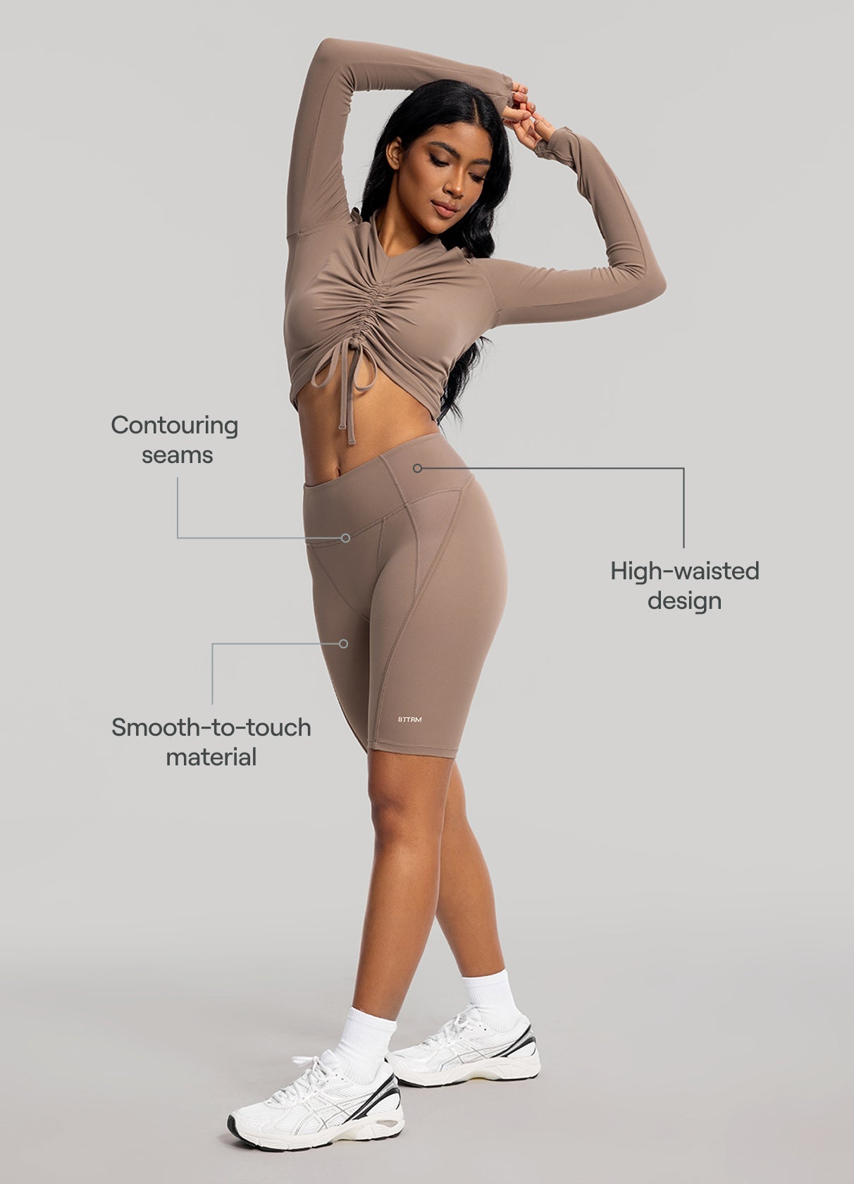 High-Waisted Performance Biker Shorts | Cocoa