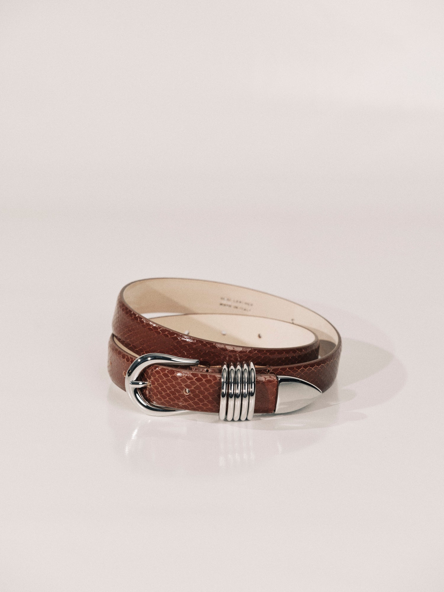 Hollyhock Belt | Brown Reptile & Silver