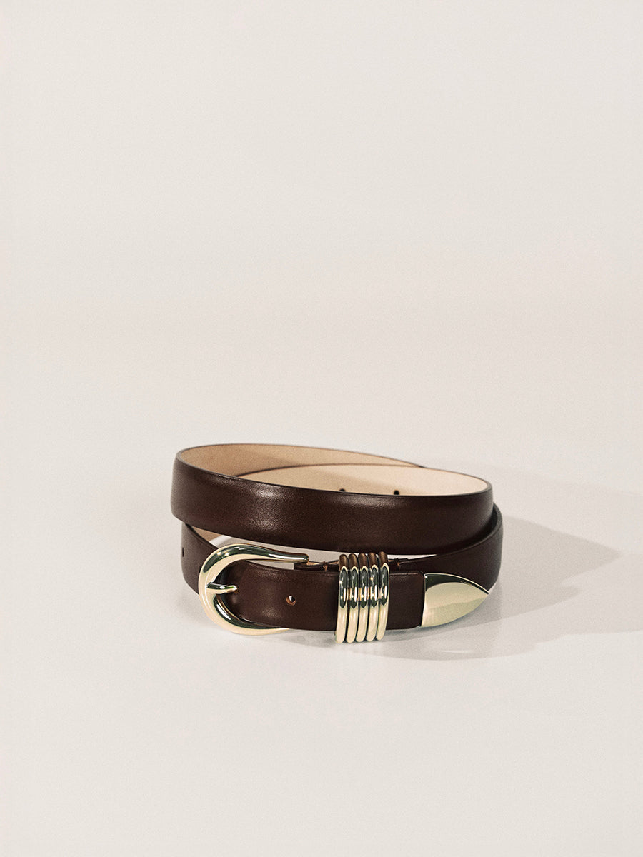 Hollyhock Belt | Deep Brown & 24K Gold