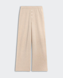 Women's Everywear Pant in sandstone color with elastic waistband and three-button faux closure in premium cashmere knit