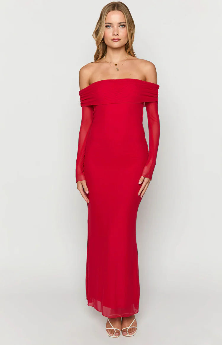 Coraline Long Sleeve Maxi Dress | Red