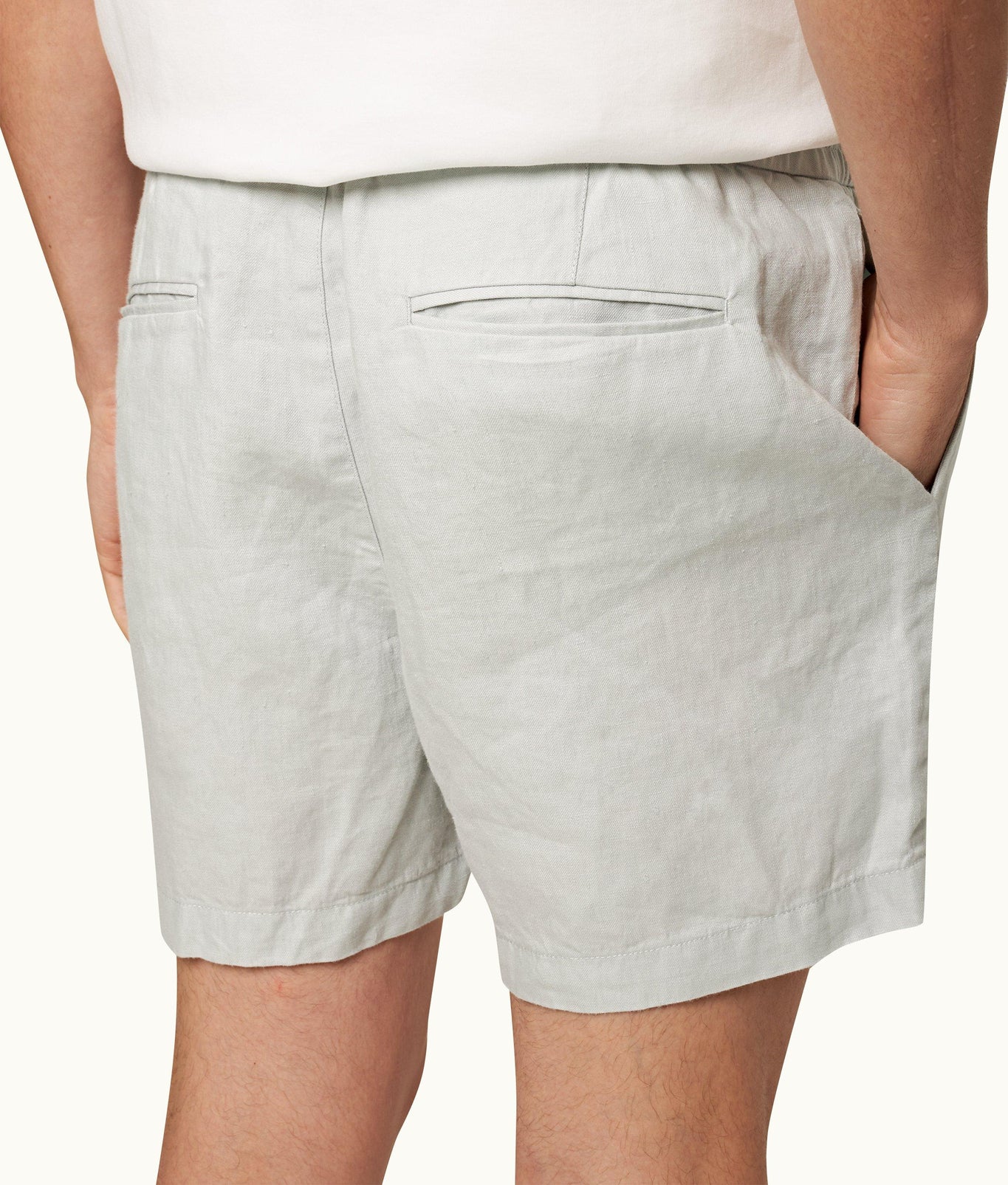 Cornell Linen Easy Tailored Fit Washed Linen Shorts | White Jade