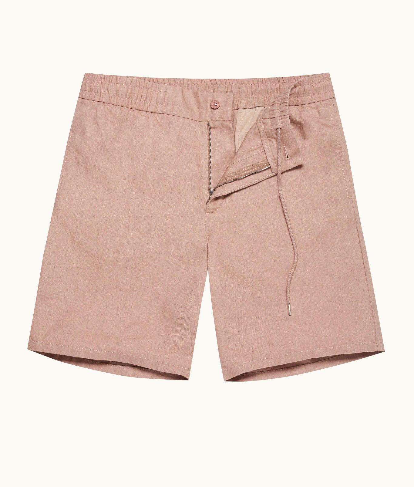 Cornell Linen Tailored Fit Washed Linen Drawcord Shorts | Caramel Pink