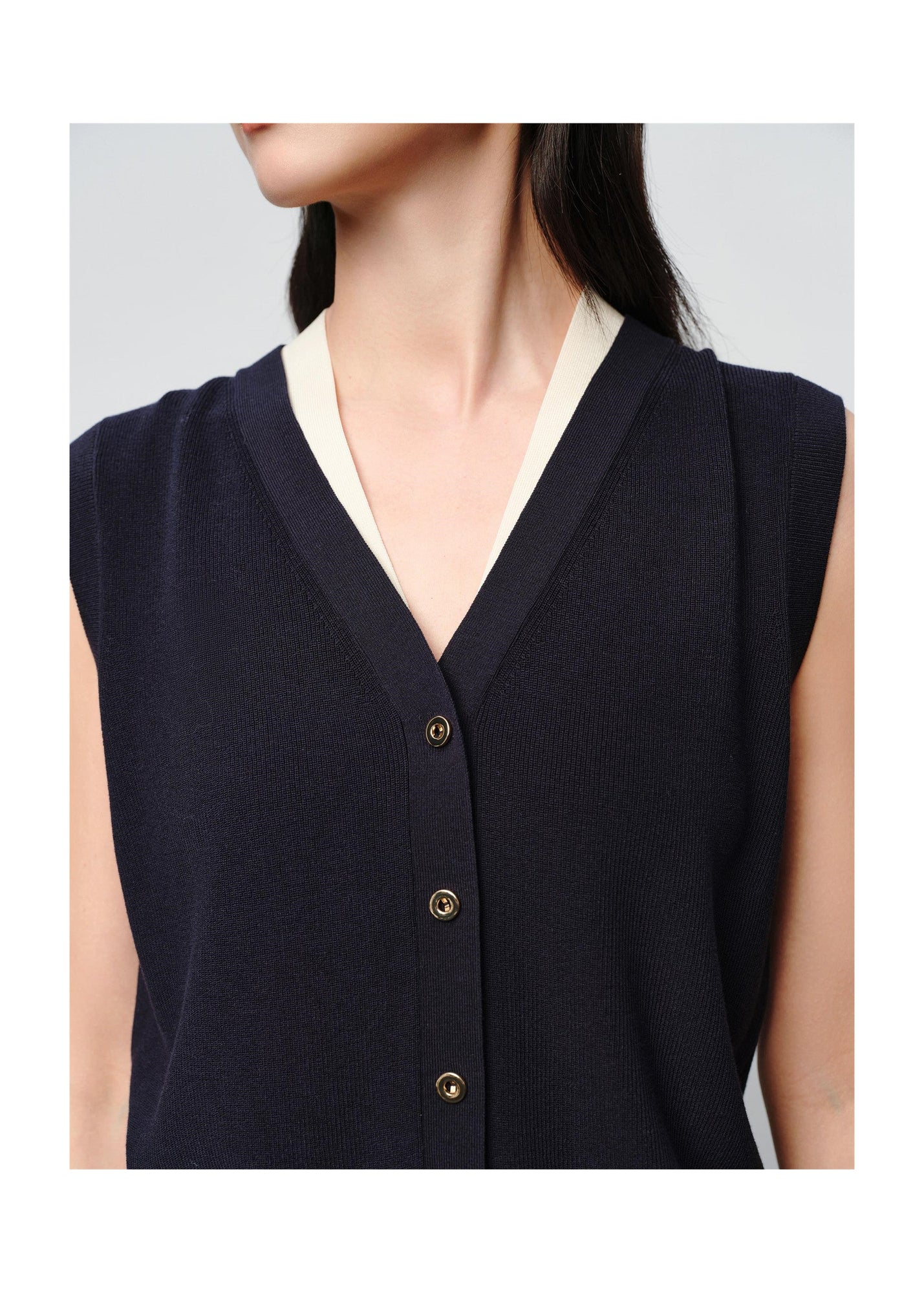 Cotton-Blend Knit Vest | Navy