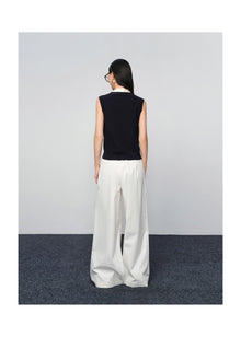 Cotton-Blend Knit Vest | Navy