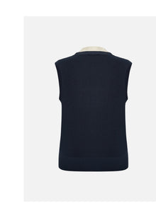 Cotton-Blend Knit Vest | Navy