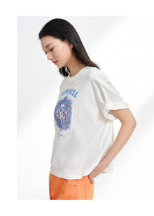 Cotton Embroidered T-Shirt | White