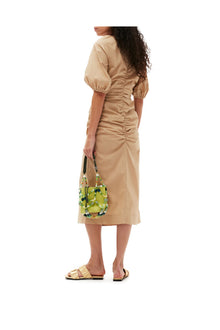 Cotton Poplin Gathered Open neck Maxi Dress | Curds and Whey
