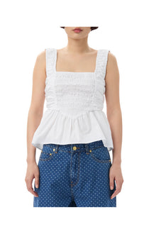 Cotton Poplin Smock Top | Bright White