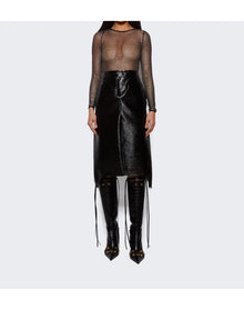Courrèges | Women | Long Suspender Skirt Vinyl | Black