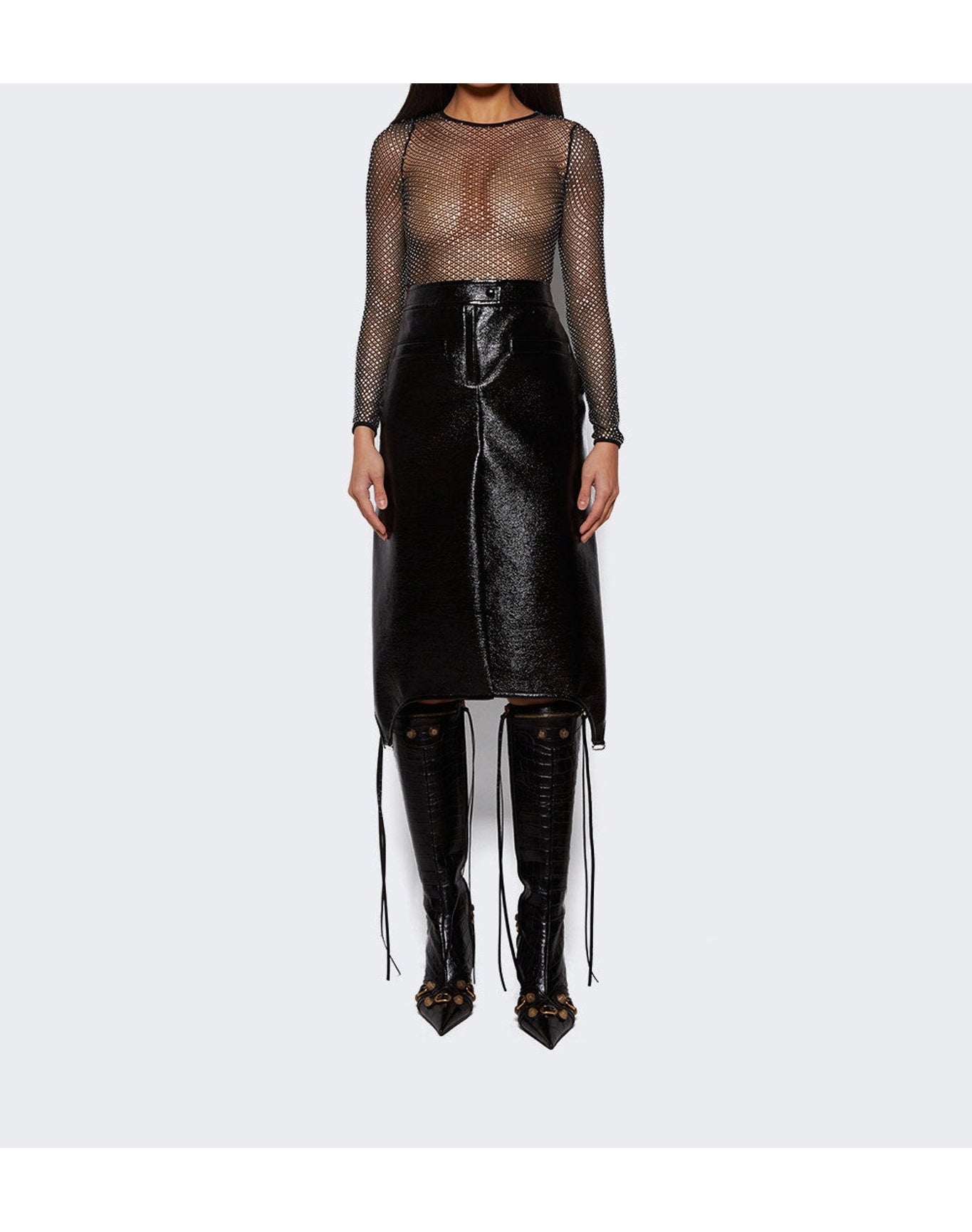 Courrèges | Women | Long Suspender Skirt Vinyl | Black