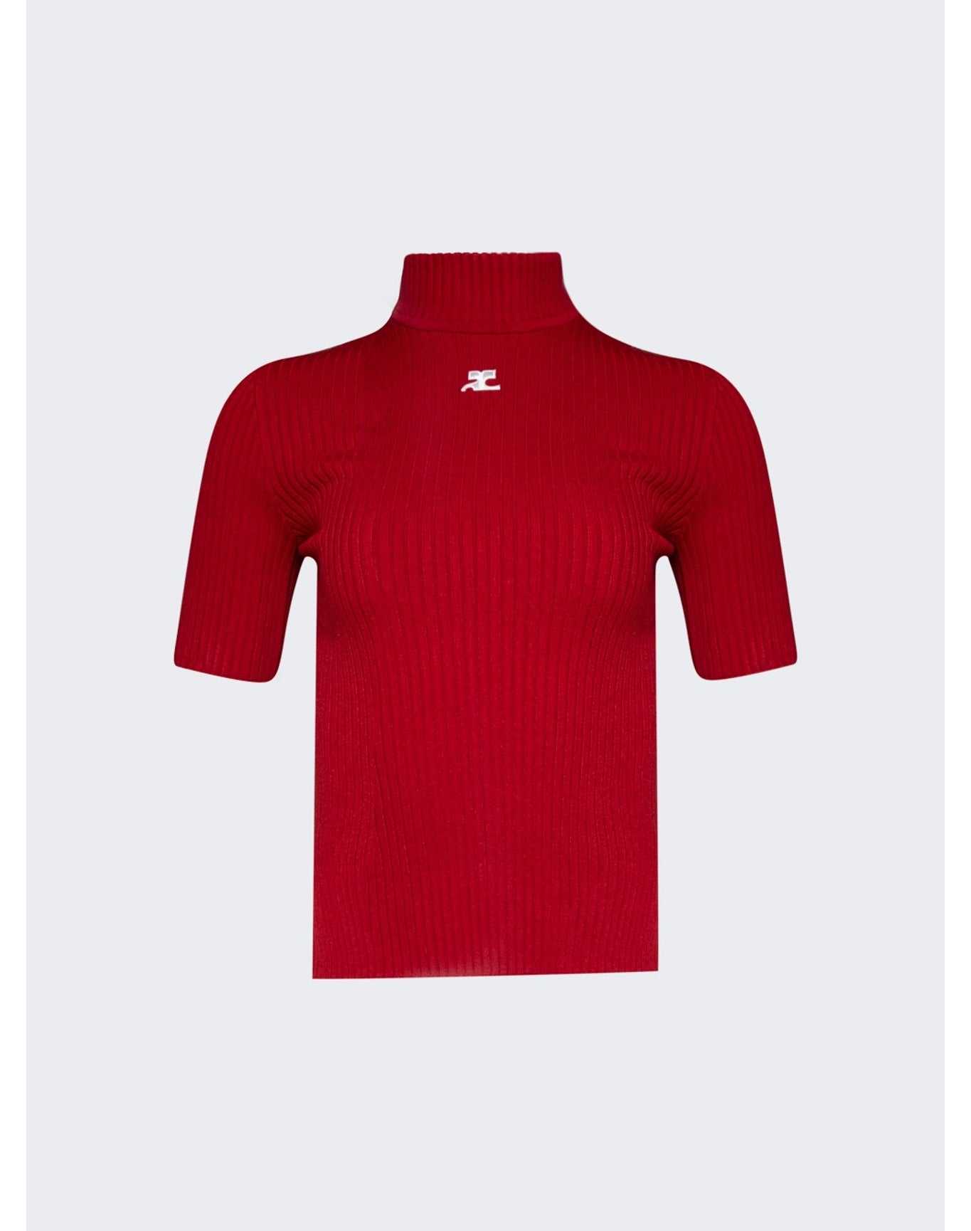 Courrèges | Women | Mock Neck Rib Knit Top | Red