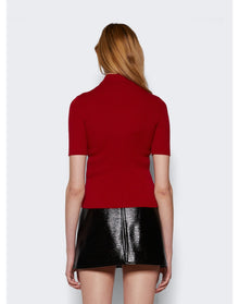 Courrèges | Women | Mock Neck Rib Knit Top | Red