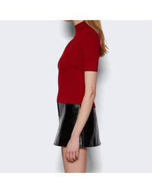 Courrèges | Women | Mock Neck Rib Knit Top | Red