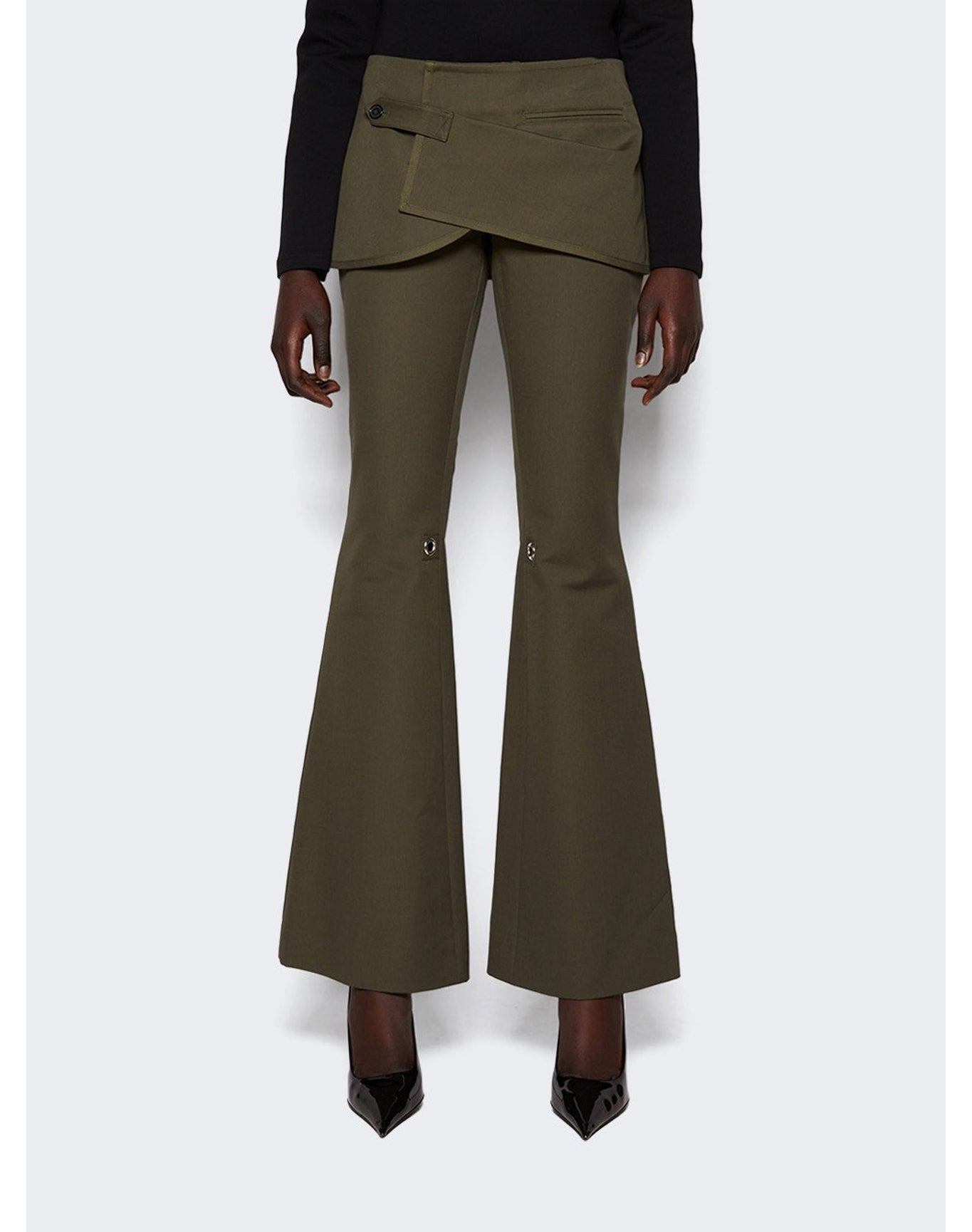 Courrèges | Women | Modular Overskirt Bootcut Pants | Camouflage Green