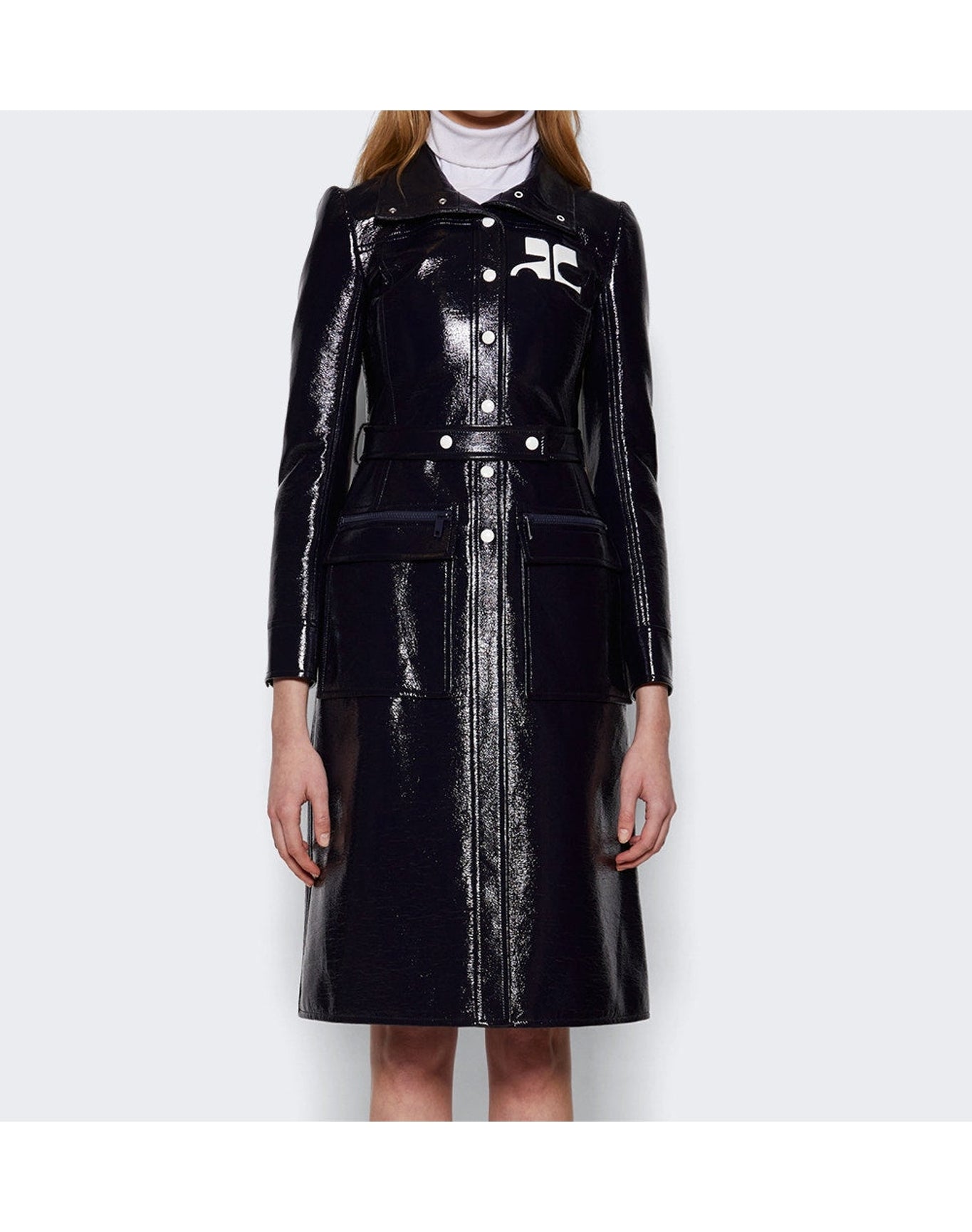 Courrèges | Women | Reedition Vinyl Trench Coat | Navy