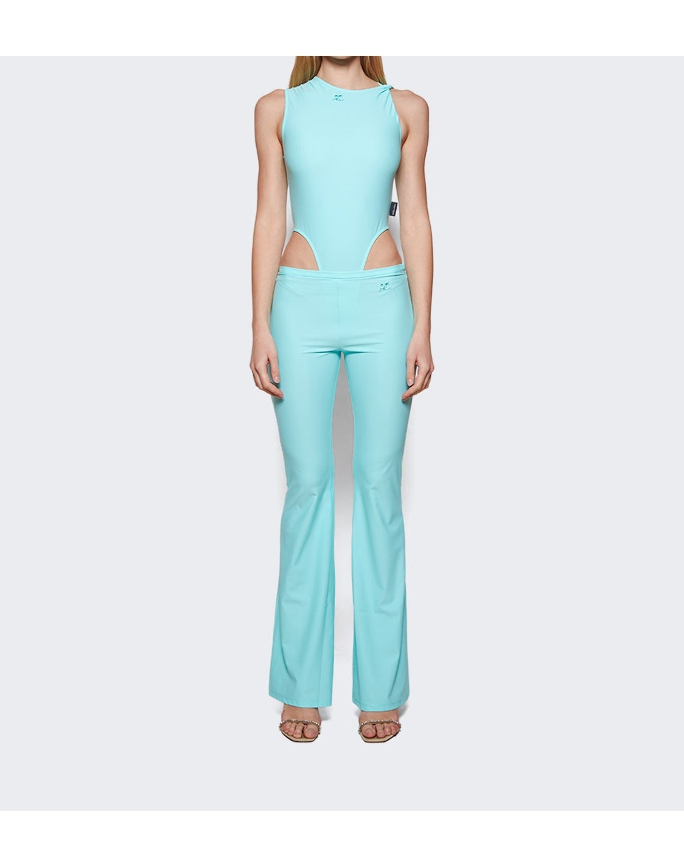 Courrèges | Women | Tech Jersey Twist Bodysuit | Turquoise