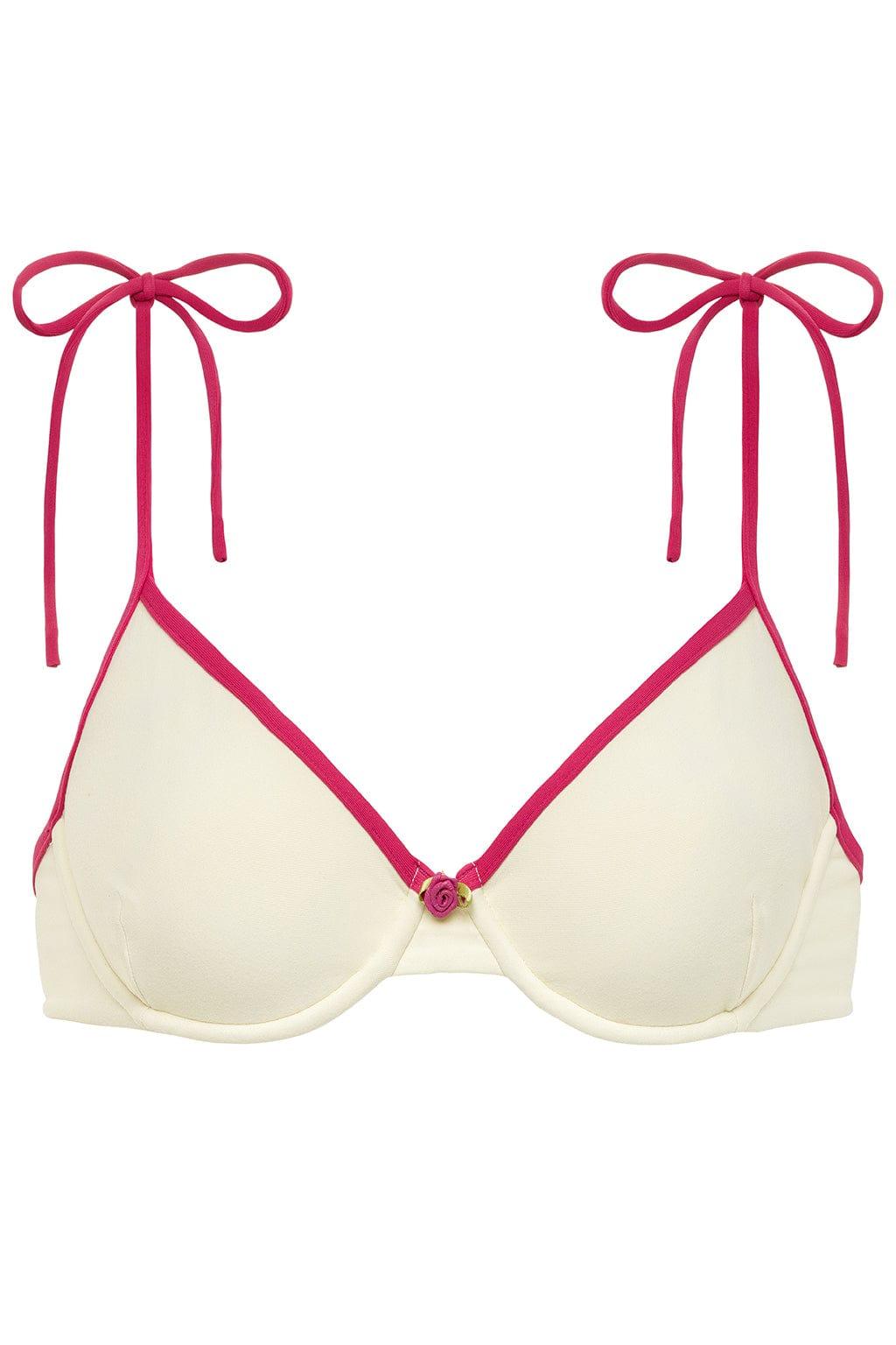 Dainty Bikini Top | Cream Raspberry Binded