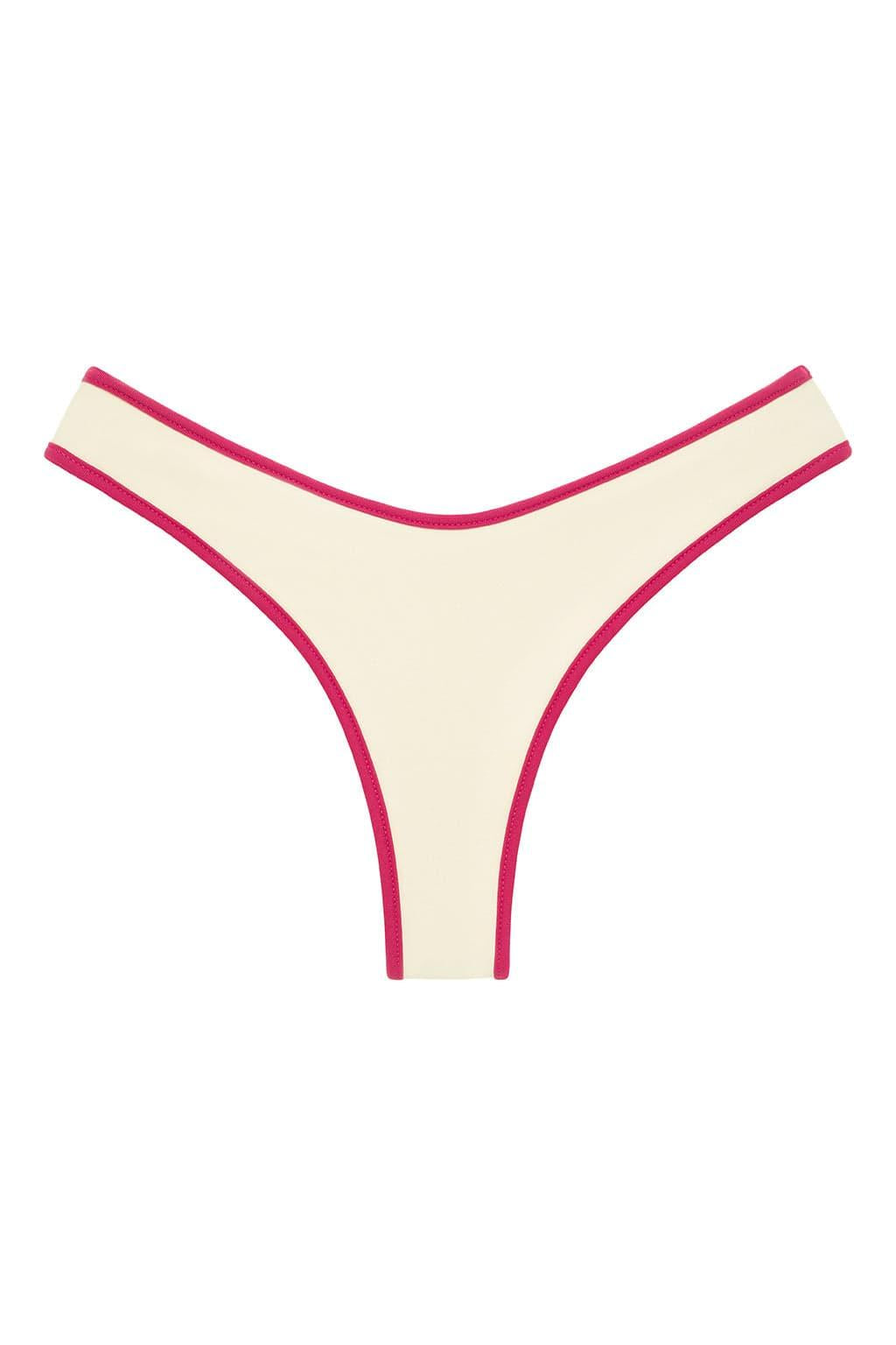 Added Coverage Lulu Bikini Bottom | Cream Raspberry Binded