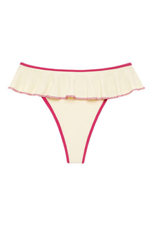 Tamarindo Ruffle Bikini Bottom | Cream Raspberry Binded