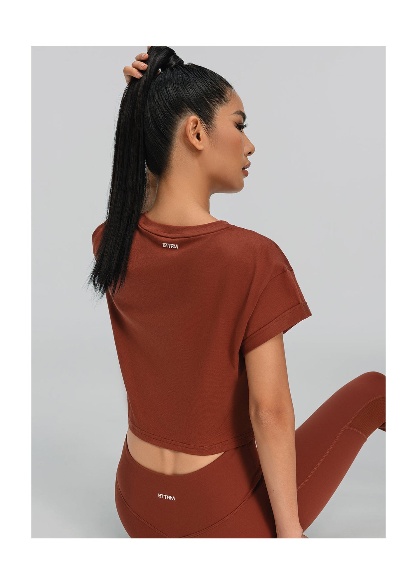 Cropped Cotton T-Shirt | Rust Brown