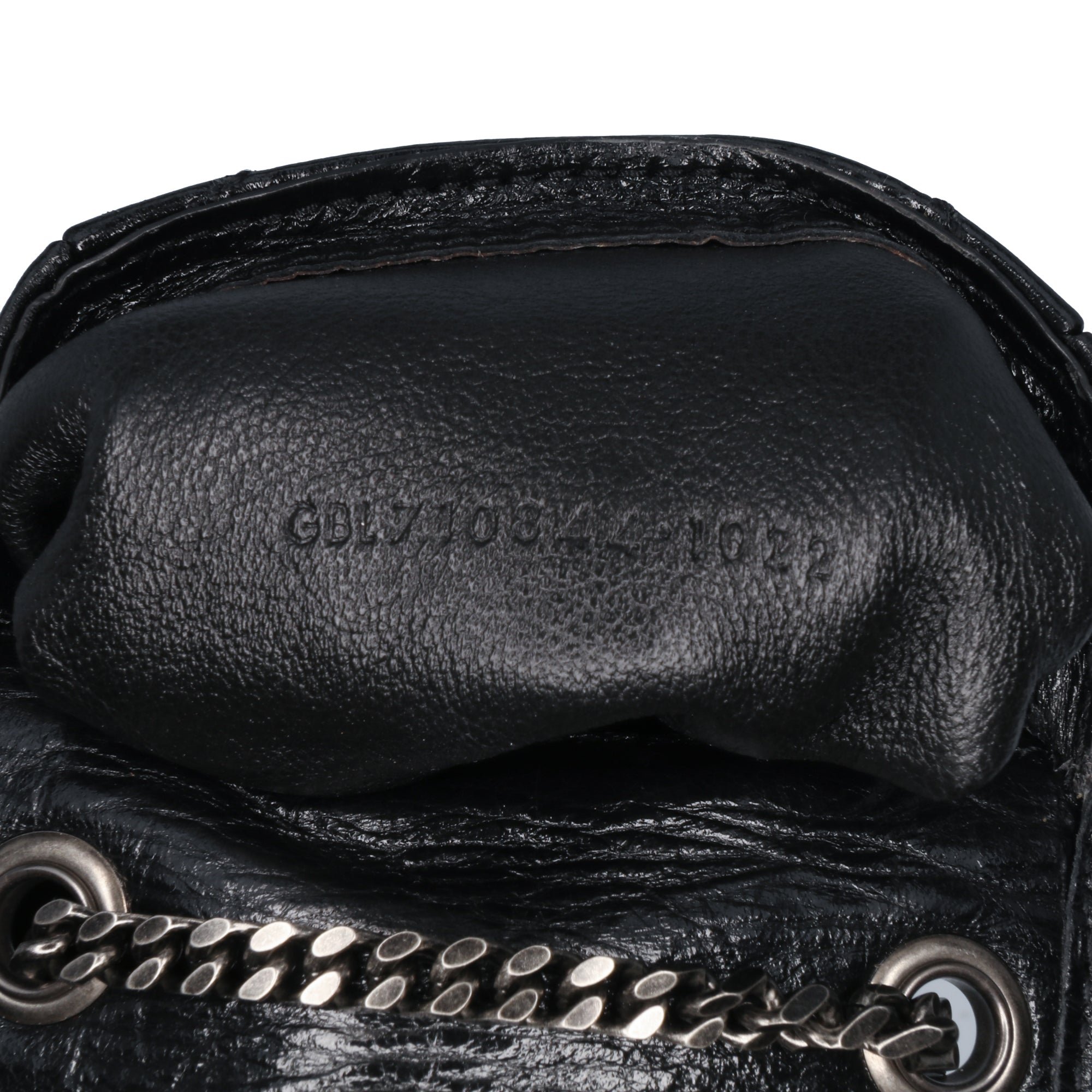 Saint Laurent | Pre-Owned Micro Crinkled Leather Niki Airpods Case with Chain | Black