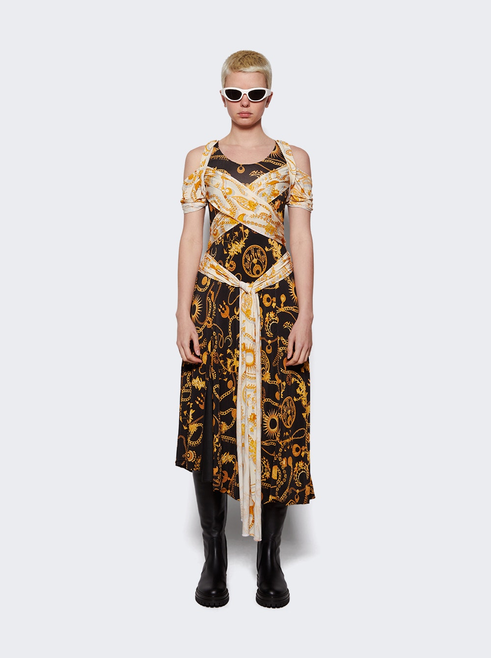 Women | Marine Serre | Ornament Jewelry Nuisette Dress | Black & Gold