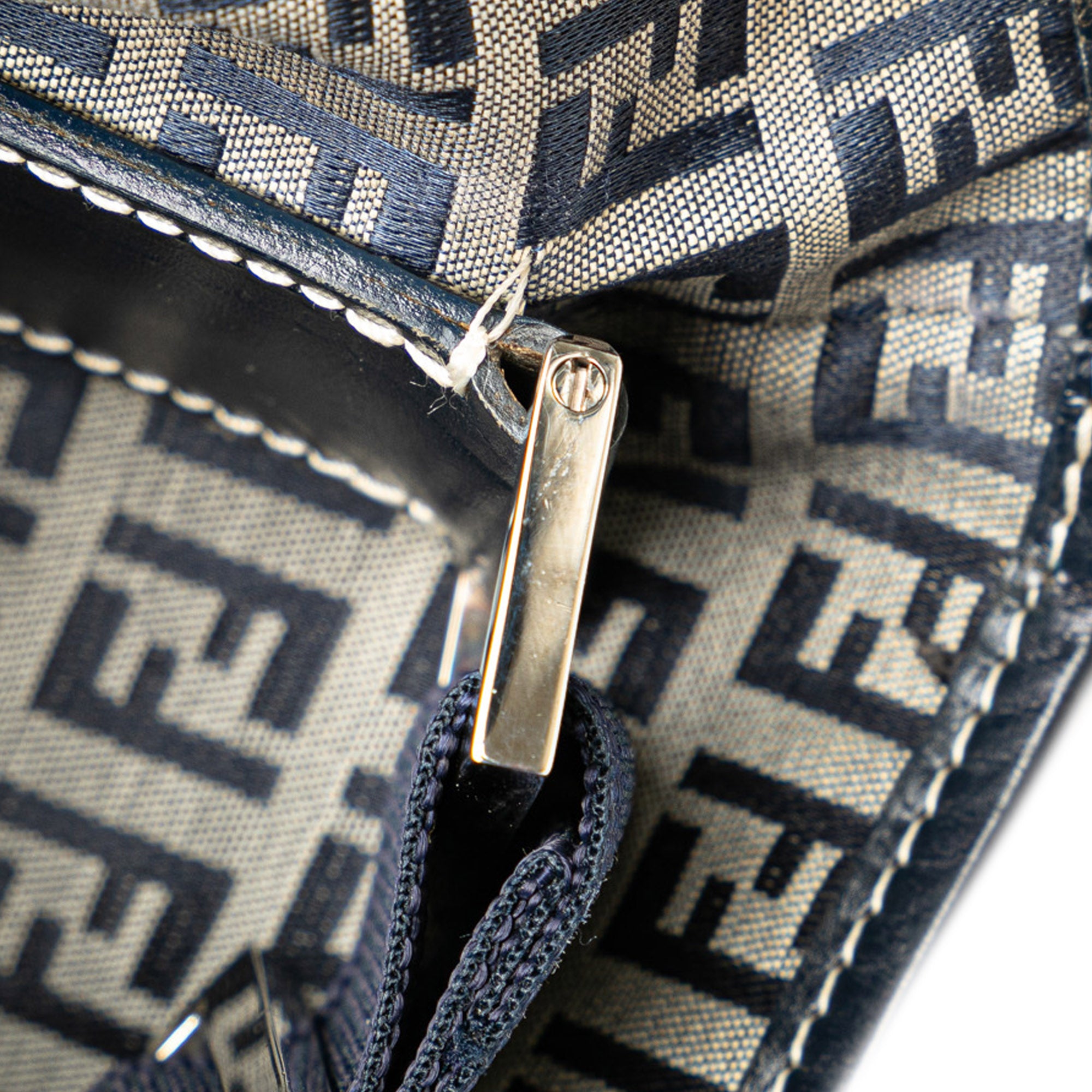 Fendi | Pre-Owned Zucchino Canvas Crossbody | Gray/Blue/Navy